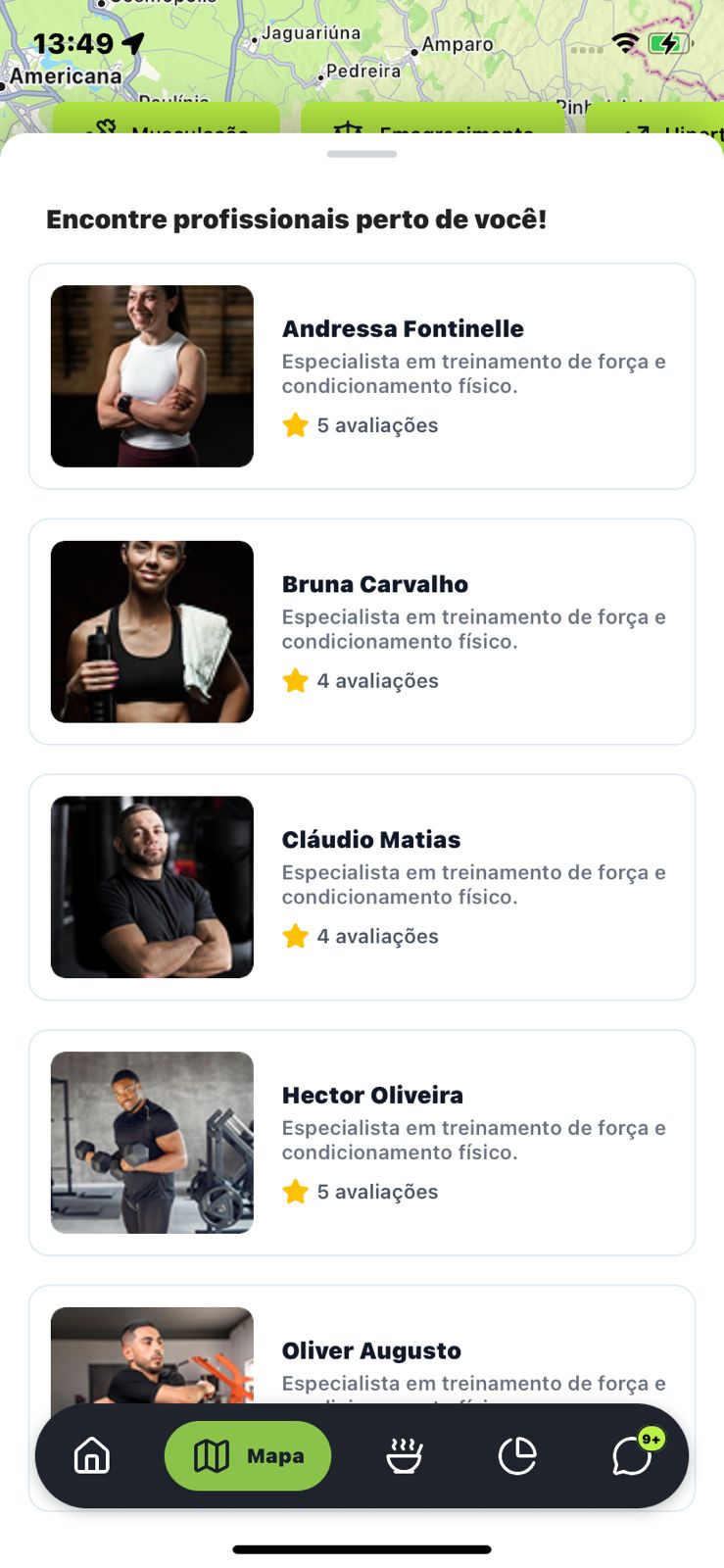 Lista de profissionais